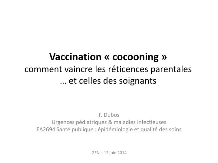 vaccination cocooning comment vaincre les r ticences parentales et celles des soignants