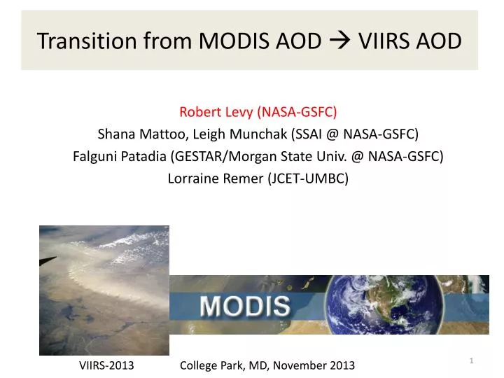 transition from modis aod viirs aod