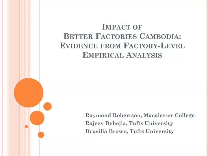 impact of better factories cambodia evidence from factory level empirical analysis
