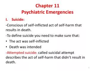 Chapter 11 Psychiatric Emergencies