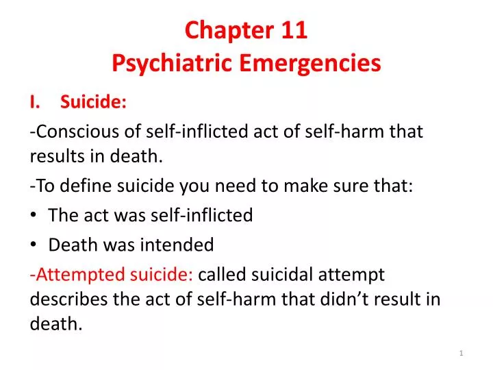 chapter 11 psychiatric emergencies
