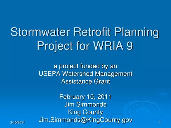 stormwater retrofit planning project for wria 9