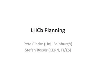 LHCb Planning