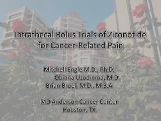 Intrathecal Bolus Trials of Ziconotide for Cancer-Related Pain