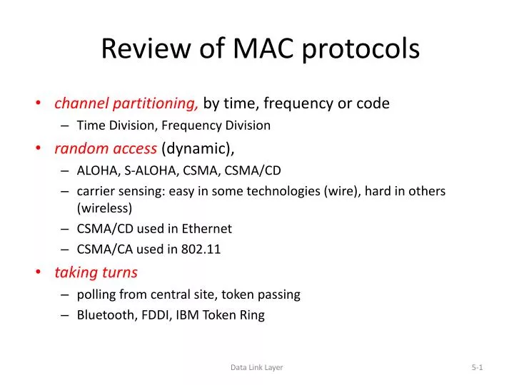 review of mac protocols