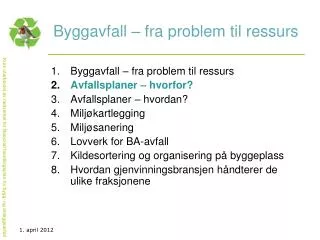 byggavfall fra problem til ressurs
