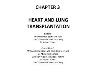 CHAPTER 3 HEART AND LUNG TRANSPLANTATION