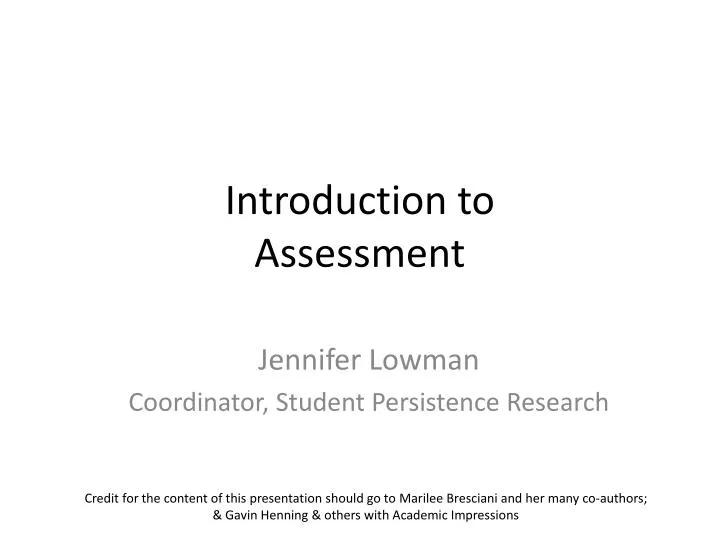 introduction to assessment