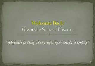 Welcome Back! Glendale School District