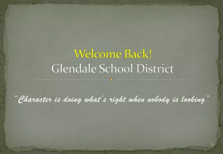 welcome back glendale school district