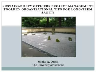 Sustainability Officers Project Management Toolkit- Organizational Tips for Long-Term Sanity