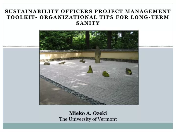 sustainability officers project management toolkit organizational tips for long term sanity