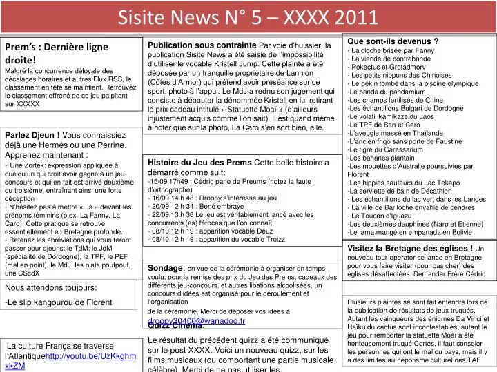 sisite news n 5 xxxx 2011