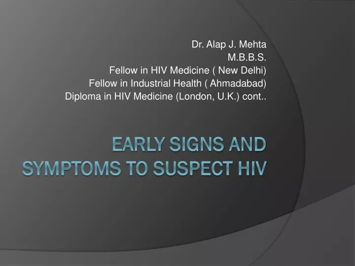 early signs and symptoms to suspect hiv