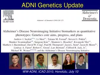 ADNI Genetics Update