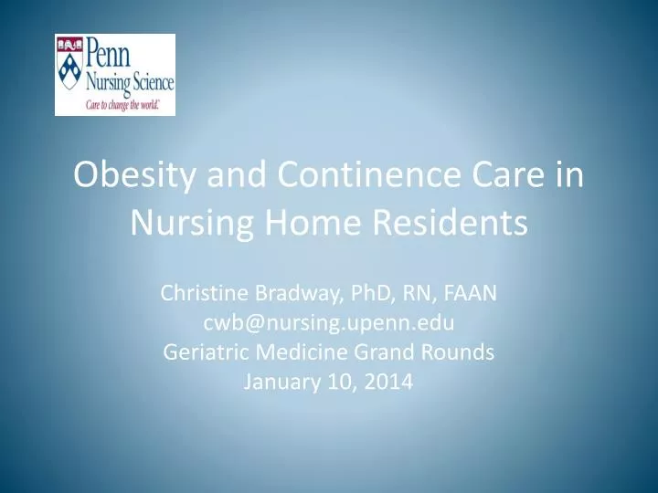obesity and continence care in nursing home residents