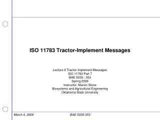 ISO 11783 Tractor-Implement Messages
