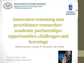 AARE symposium Tuesday 3 rd December 1.30-3.30pm Susanne Owen: chair Michele Simons: discussant