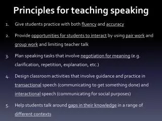 Principles for teaching speaking
