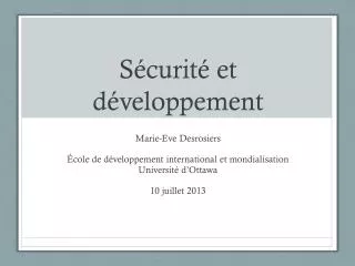 s curit et d veloppement