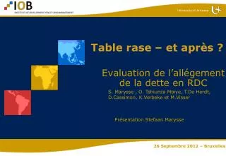 evaluation de l all gement de la dette en rdc