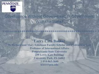 Governance Without Government or Government With the State?