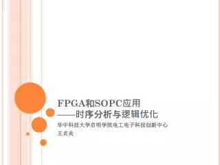 FPGA 和 SOPC 应用 —— 时 序分析与逻辑优化