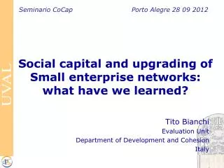 Social capital and upgrading of Small enterprise networks : what have we learned ?