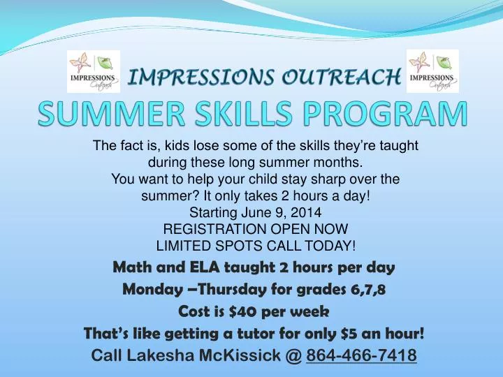 impressions outreach summer skills program