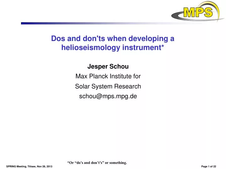 dos and don ts when developing a helioseismology instrument