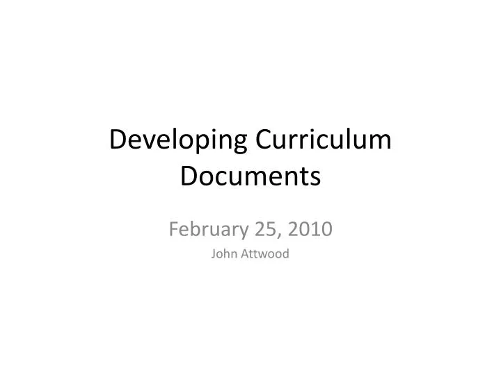 developing curriculum documents