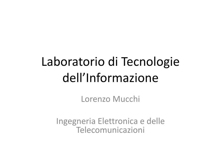 laboratorio di tecnologie dell informazione