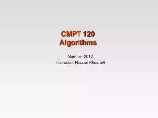 CMPT 120 Algorithms