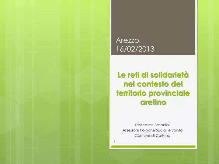 le reti di solidariet nel contesto del territorio provinciale aretino