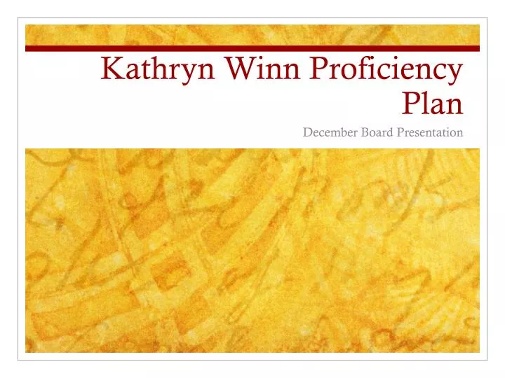 kathryn winn proficiency plan