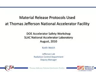 Material Release Protocols Used at Thomas Jefferson National Accelerator Facility