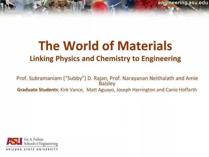 the world of materials linking physics and chemistry to engineering