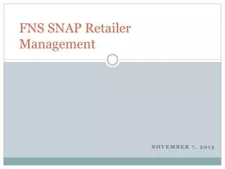 FNS SNAP Retailer Management