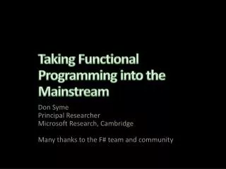 Taking Functional Programming into the Mainstream