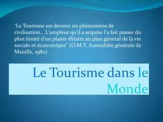 le tourisme dans le monde
