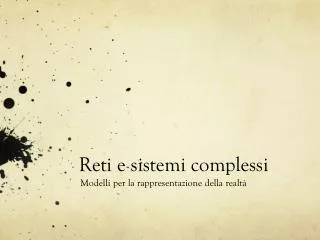 reti e sistemi complessi