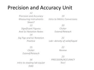 Precision and Accuracy Unit
