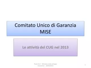 Comitato Unico di Garanzia MISE