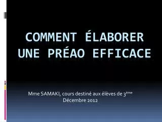 mme samaki cours destin aux l ves de 3 me d cembre 2012