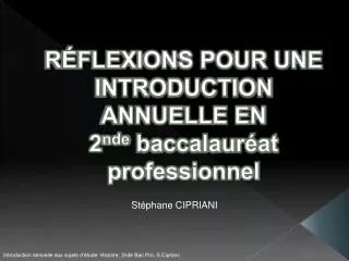 r flexions pour une introduction annuelle en 2 nde baccalaur at professionnel