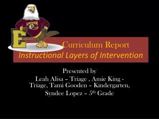 Curriculum Report Instructional Layers of Intervention