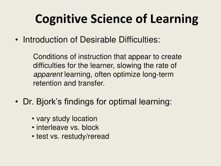 cognitive science of learning