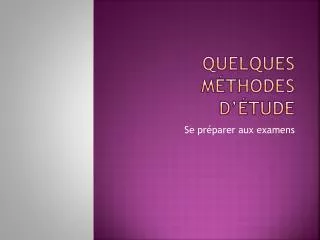 quelques m thodes d tude