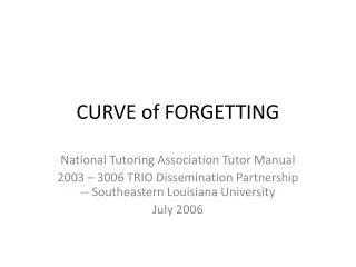 CURVE of FORGETTING