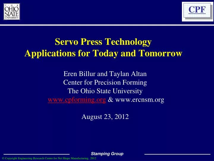 servo press technology applications for today and tomorrow